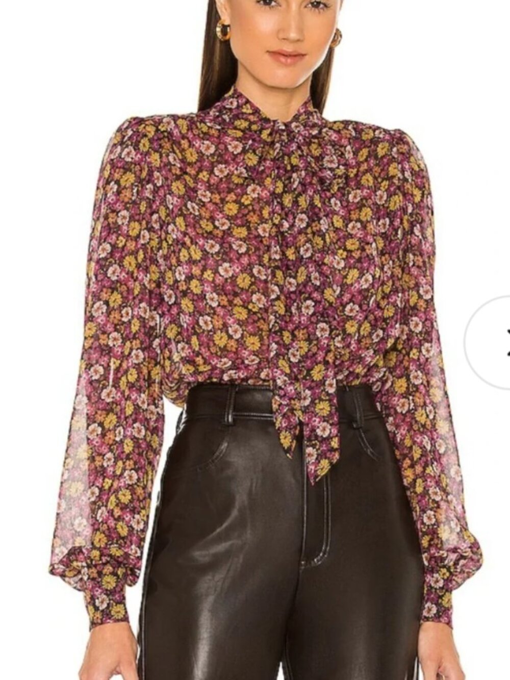 Ronny Kobo floral designer shirt with bow tie detail at neck